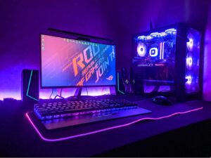 a desktop computer sitting on top of a desk