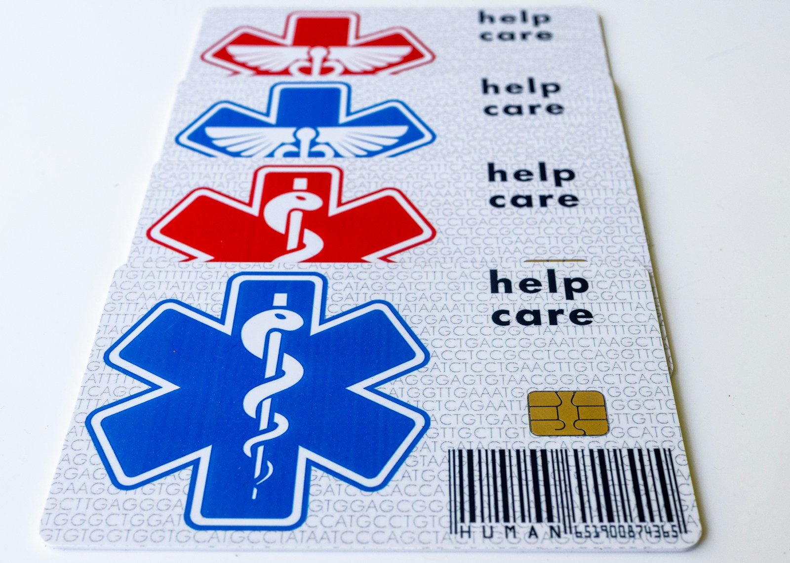 A medical id card with medical symbols on it